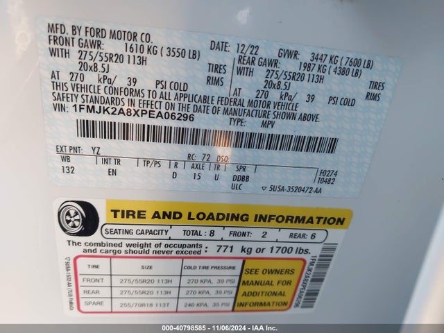 1FMJK2A8XPEA06296 Ford Expedition Limited Max