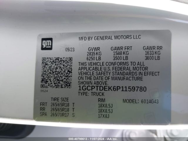 1GCPTDEK6P1159780 Chevrolet Colorado 4wd  Short Box Z71