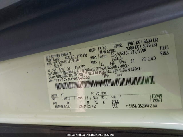 Ford Transit-150 2017 1FTYE2YM1HKA45293 Image 9