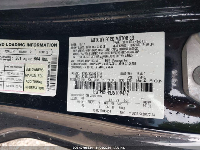 1FATP8UH8J5109467 Ford Mustang Ecoboost Premium