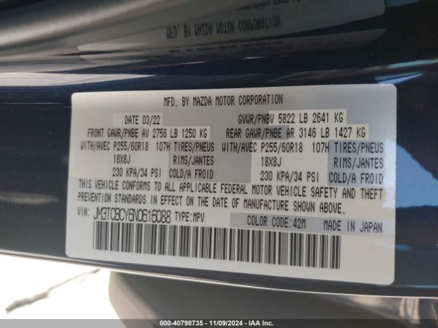 JM3TCBCY6N0616088 Mazda Cx-9 Touring
