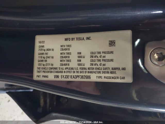 2023 TESLA MODEL 3 5YJ3E1EA3PF382686 Photo 8