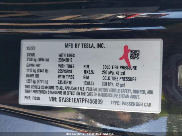 2023 TESLA MODEL 3 5YJ3E1EA7PF456899 Photo 8