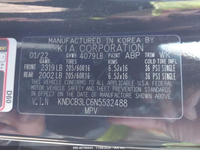 KNDCB3LC6N5532488 KIA NIRO LX