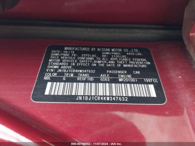 JN1BJ1CR4KW347632 Nissan Rogue Sport Sv