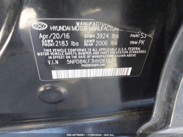 5NPD84LF3HH061035 Hyundai ELANTRA SE
