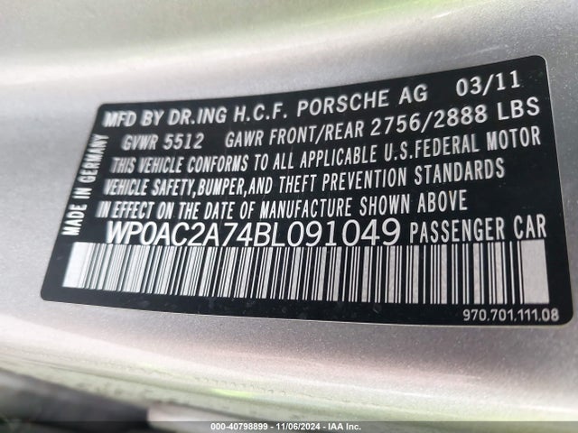 2011 PORSCHE PANAMERA WP0AC2A74BL091049 Photo 8