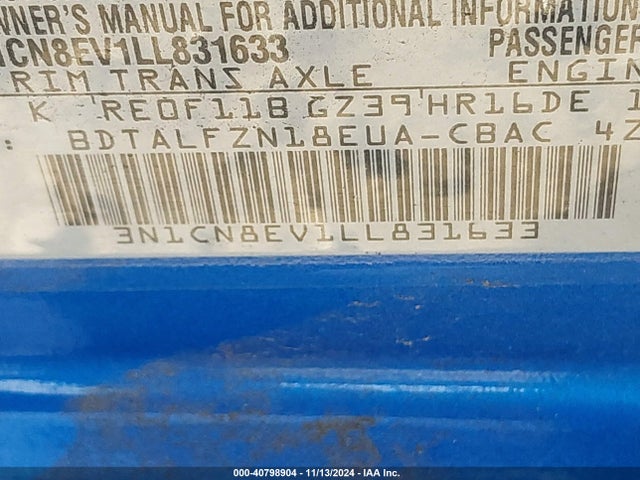 Nissan Versa Sv Xtronic Cvt 2020 3N1CN8EV1LL831633 Image 9