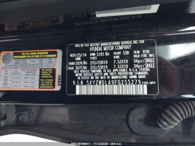 5XYZWDLA9FG255279 Hyundai Santa Fe Sport 2.0l Turbo