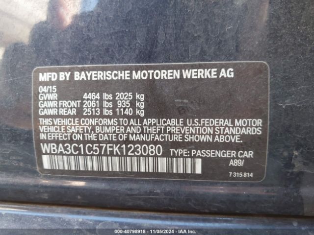 WBA3C1C57FK123080 BMW 328I