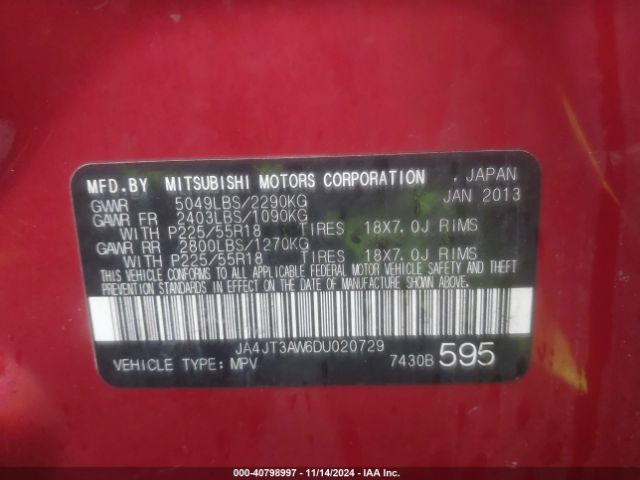 2013 MITSUBISHI OUTLANDER JA4JT3AW6DU020729 Photo 8