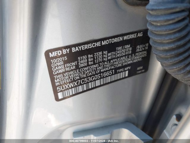 5UXWX7C53G0S16651 BMW X3 Xdrive35i