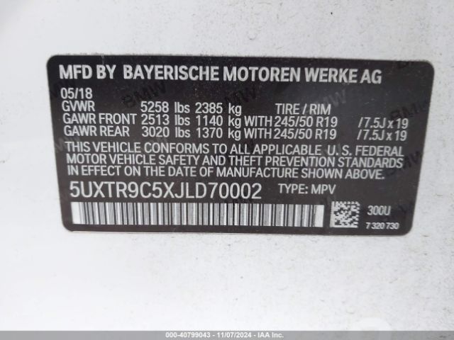 5UXTR9C5XJLD70002 BMW X3 Xdrive30i