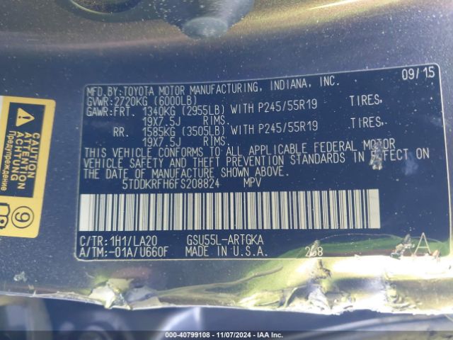 5TDDKRFH6FS208824 Toyota Highlander Limited Platinum V6
