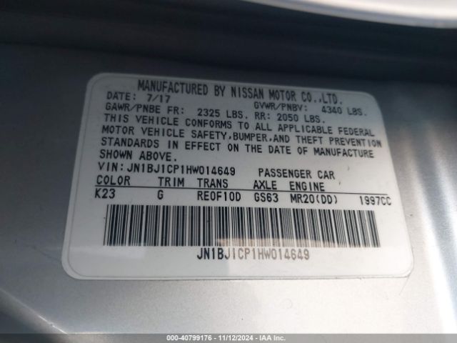 JN1BJ1CP1HW014649 Nissan Rogue Sport S