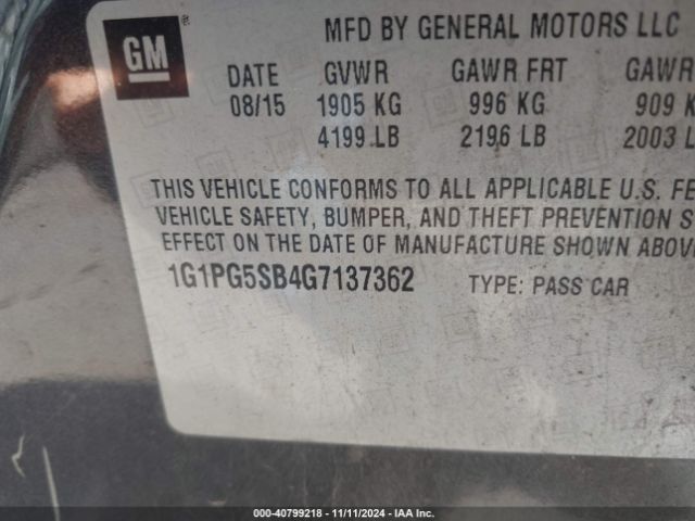 1G1PG5SB4G7137362 Chevrolet Cruze Limited Ltz Auto