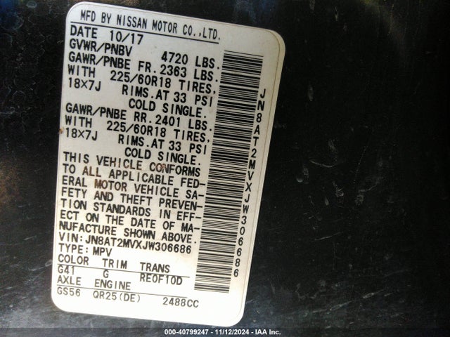 Nissan Rogue Sl 2018 JN8AT2MVXJW306686 Image 9