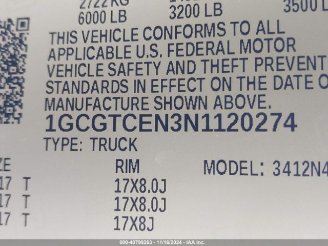 1GCGTCEN3N1120274 Chevrolet Colorado 4wd  Short Box Lt