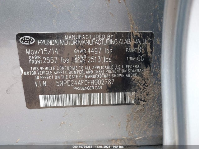 Hyundai SONATA SE 2015 5NPE24AF0FH002787 Image 9