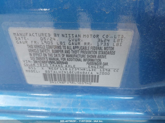 Nissan Versa 1.6 Sr 2024 3N1CN8FV9RL905940 Image 9