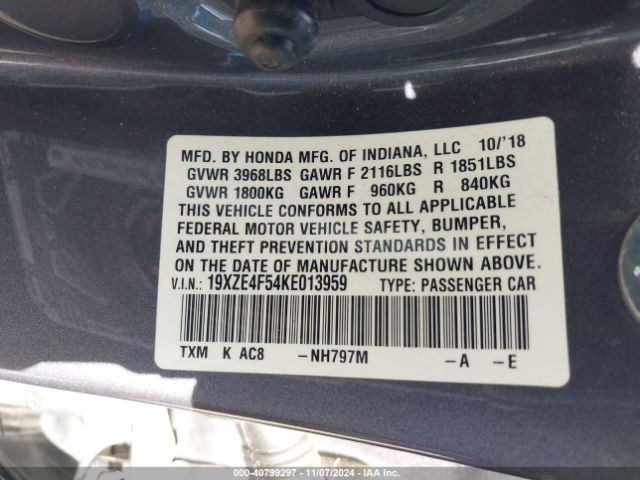 19XZE4F54KE013959 Honda INSIGHT EX
