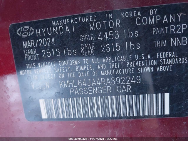 Hyundai SONATA SEL 2024 KMHL64JA4RA392249 Image 9