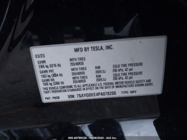 7SAYGDEE4PA078206 Tesla Model Y