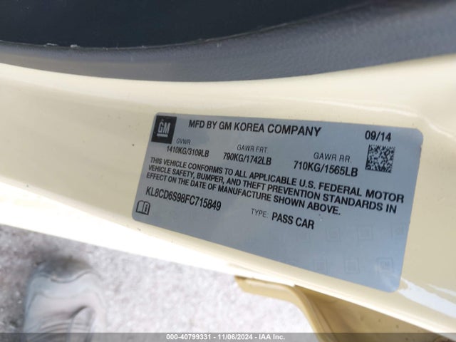 Chevrolet Spark 1lt Cvt 2015 KL8CD6S98FC715849 Image 9