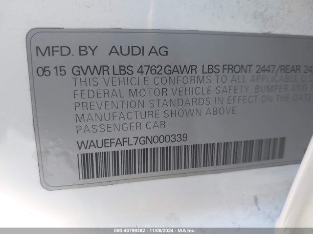 Audi A4 2.0t Premium 2016 WAUEFAFL7GN000339 Image 9