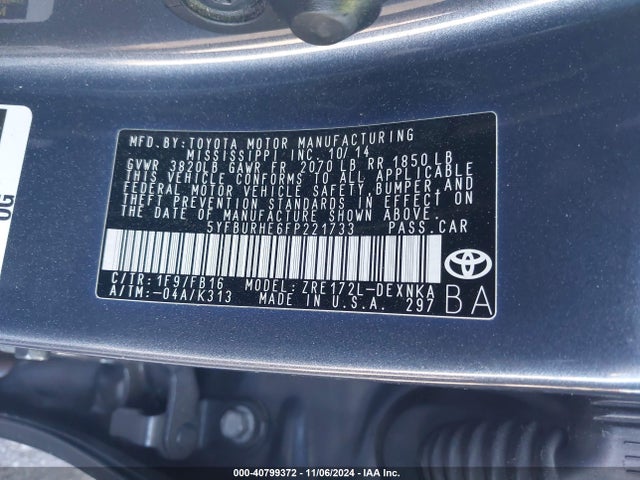 Toyota Corolla Le Plus 2015 5YFBURHE6FP221733 Image 9