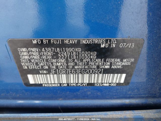 JF1GR7E63EG200921 Subaru Impreza Wrx