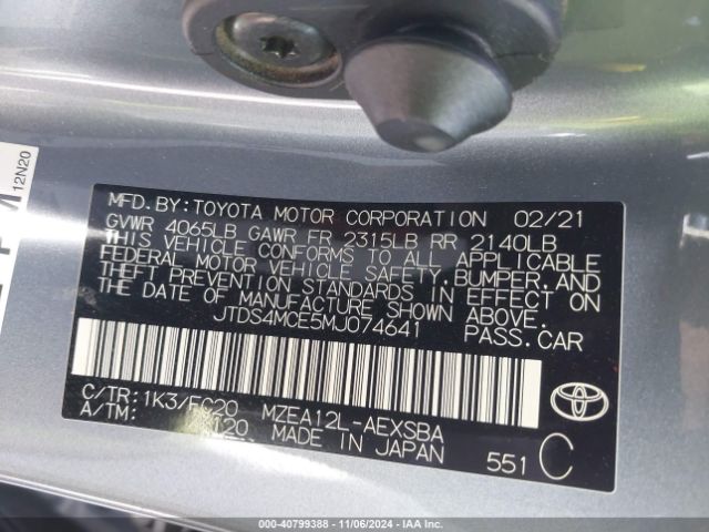 JTDS4MCE5MJ074641 Toyota COROLLA SE