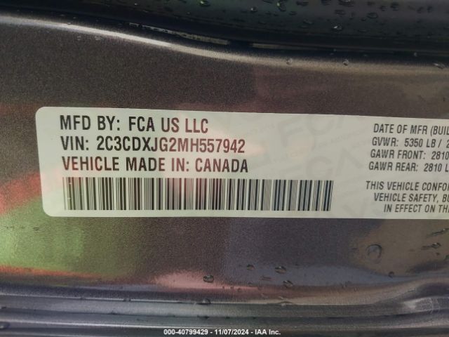 2C3CDXJG2MH557942 Dodge Charger Sxt Awd
