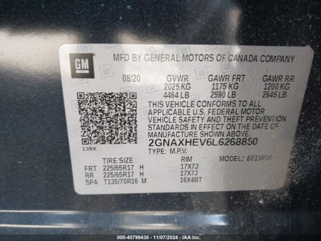 2GNAXHEV6L6268850 Chevrolet Equinox Fwd Ls