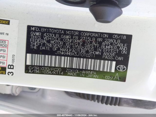 JTNKHMBX3J1010211 Toyota C-hr Xle Premium