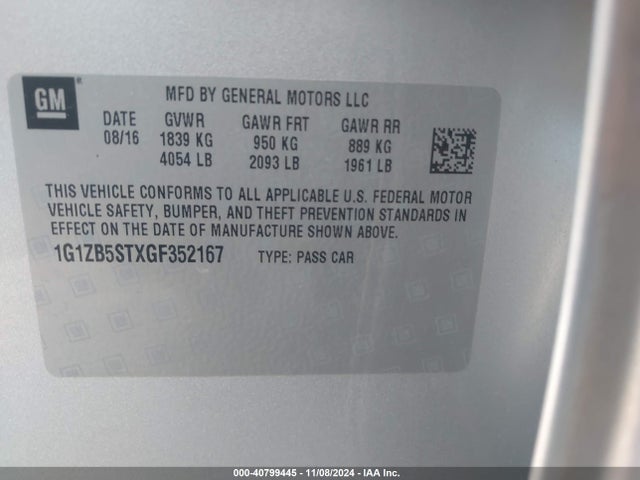Chevrolet MALIBU LS 2016 1G1ZB5STXGF352167 Image 9
