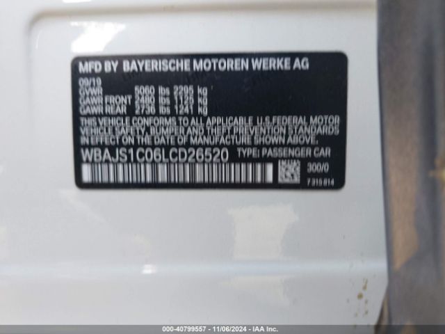 WBAJS1C06LCD26520 BMW 540I