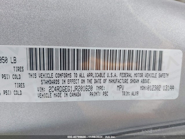 Dodge Grand Caravan Gt 2018 2C4RDGEG1JR201620 Image 9