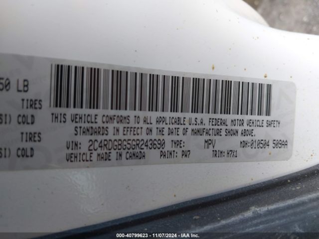 2C4RDGBG5GR243690 Dodge Grand Caravan American Value Pkg