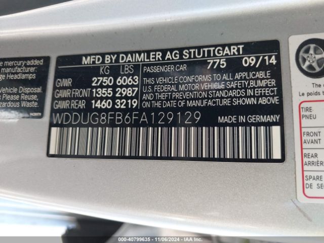 WDDUG8FB6FA129129 Mercedes-Benz S 550 4matic
