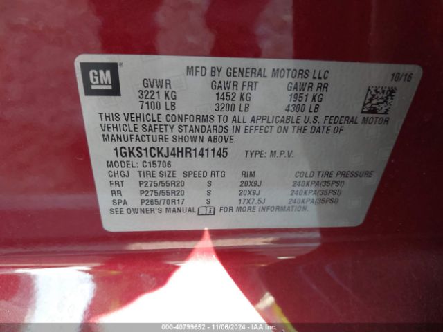 1GKS1CKJ4HR141145 GMC YUKON DENALI