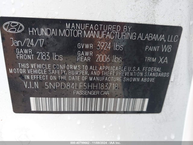 Hyundai Elantra Value Edition 2017 5NPD84LF5HH183718 Image 9