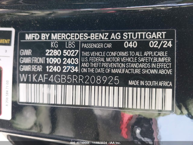 W1KAF4GB5RR208925 Mercedes-Benz C 300