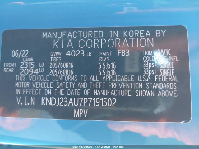 KNDJ23AU7P7191502 KIA SOUL S