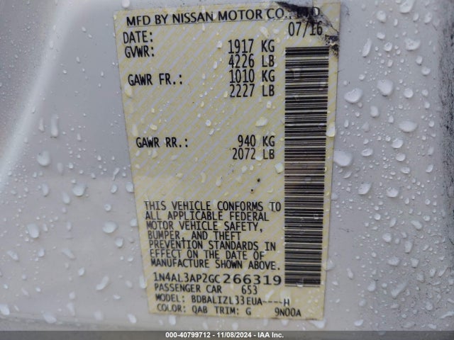Nissan Altima 2.5 Sv 2016 1N4AL3AP2GC266319 Image 9