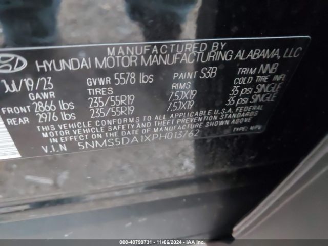 5NMS5DA1XPH013762 Hyundai Santa Fe Hybrid Limited