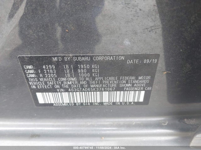 4S3GTAD65K3761067 Subaru Impreza 2.0i Premium
