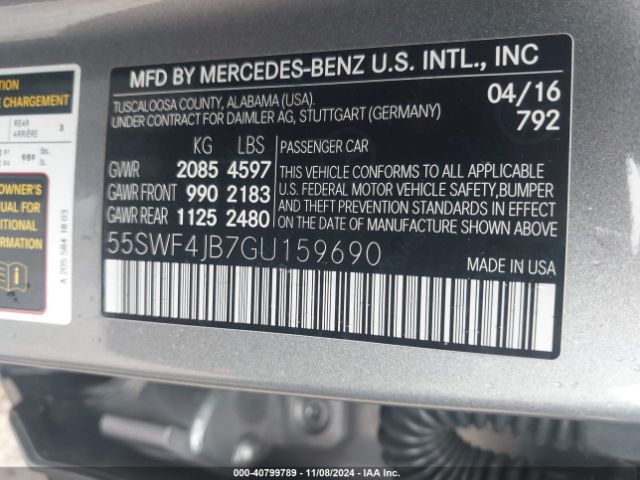 55SWF4JB7GU159690 Mercedes-Benz C 300