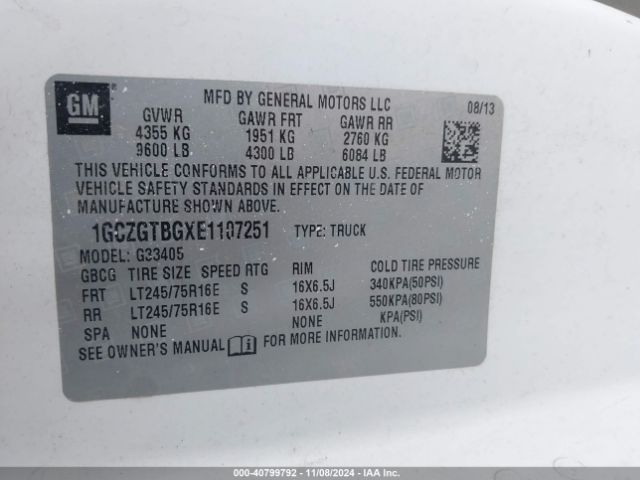 1GCZGTBGXE1107251 Chevrolet Express 3500 Work Van