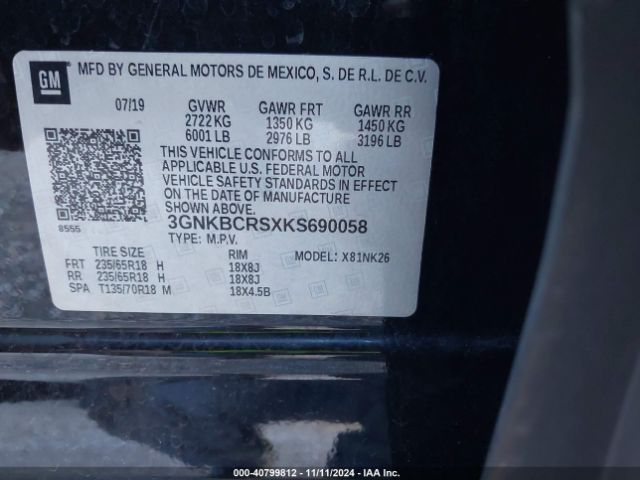 3GNKBCRSXKS690058 Chevrolet Blazer